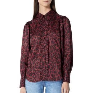The Kooples Leopard Print Burgundy Top Size 1 (US Size Small)